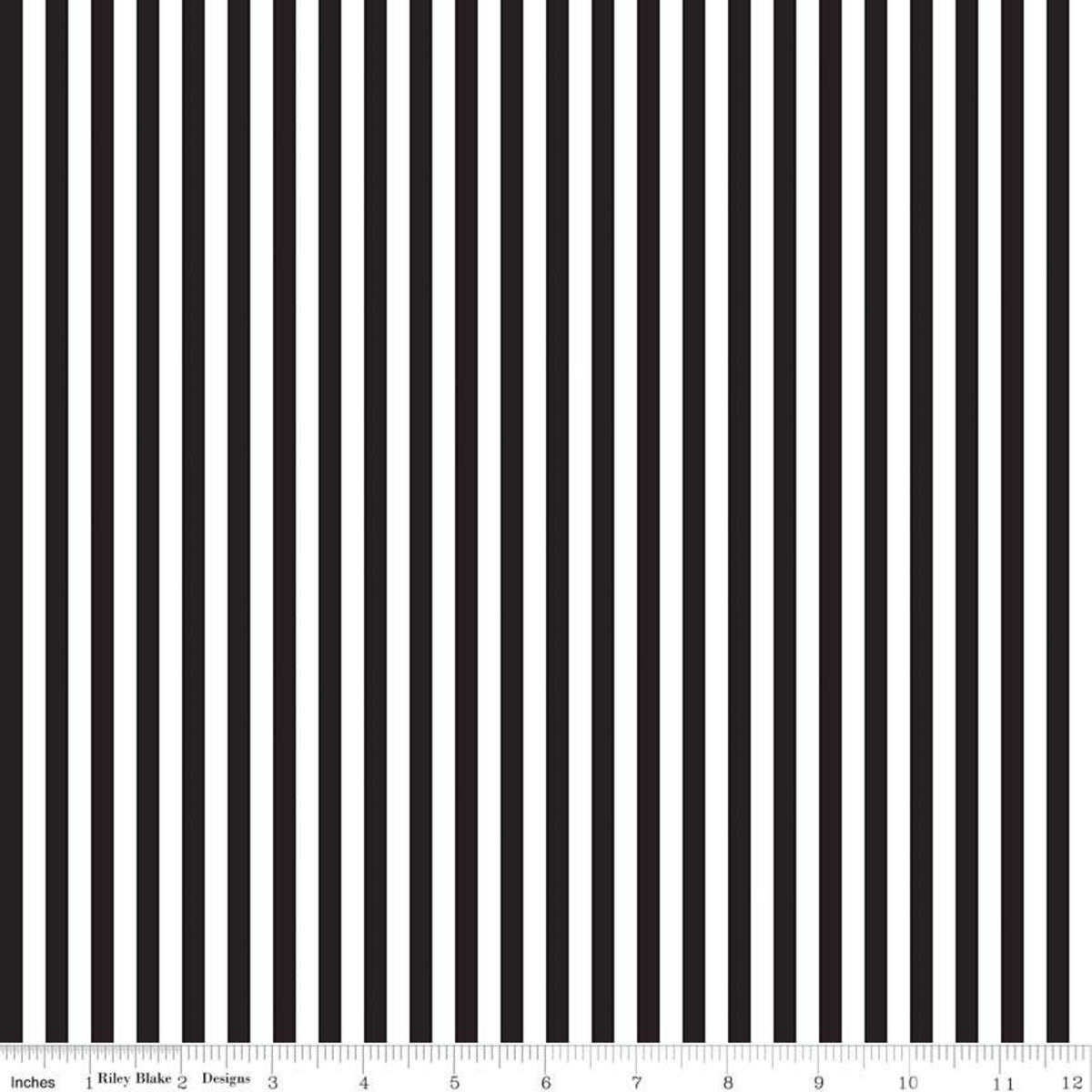 Black and White 1/4 Inch Stripe