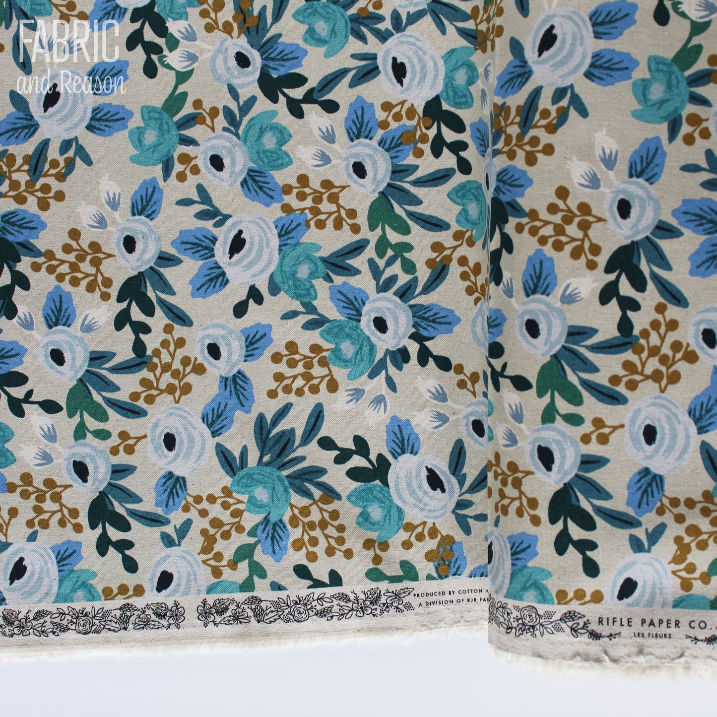 Rosa - Blue Unbleached Canvas