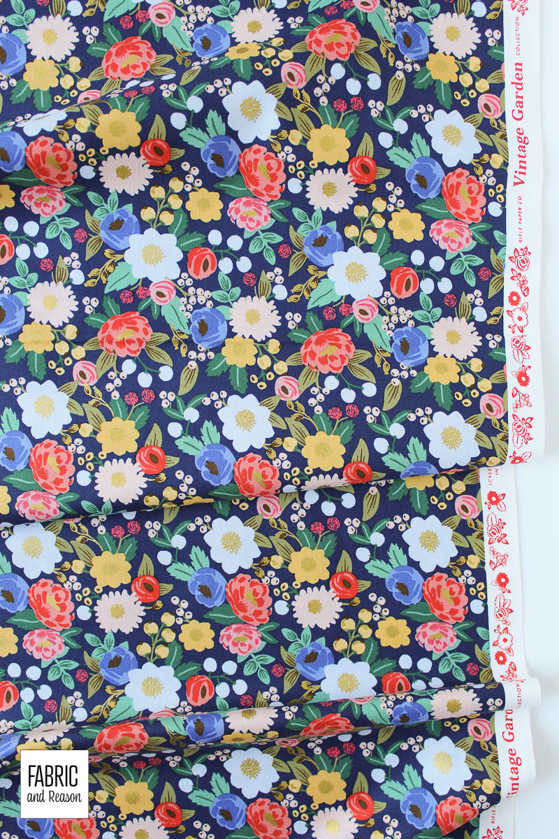 Vintage Blossom - Blue Metallic